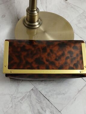 Tory Burch Tortoise Shell Print Sunglasses Case with Gold Trim